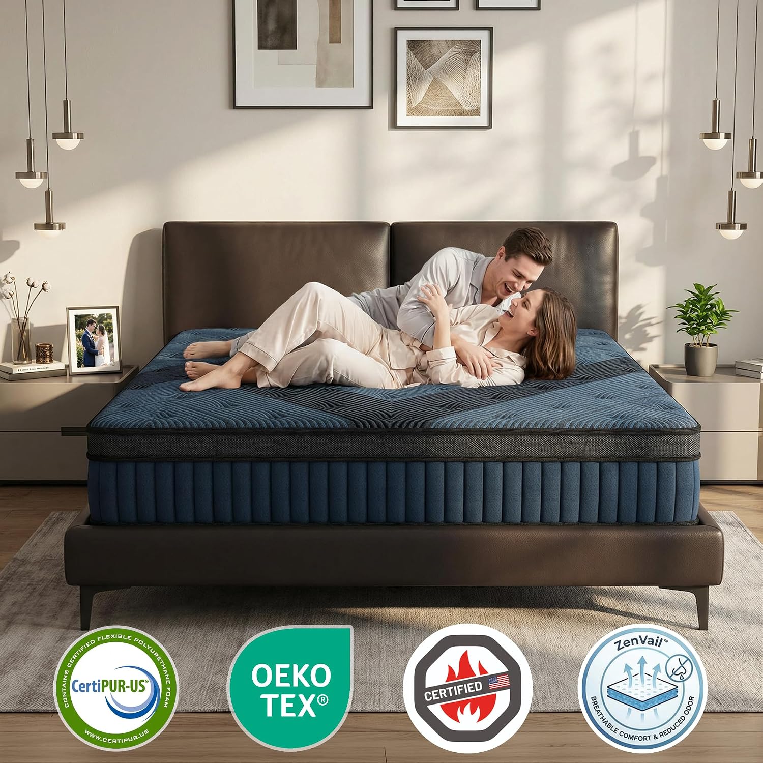 inight King Mattress, 14 Inch Medium Soft Hybrid, Nebulign Foam, Cloud Plush for Lightweight (<130lbs) & Side Sleepers, Fiberglass-Free, CFR 1633 Compliant