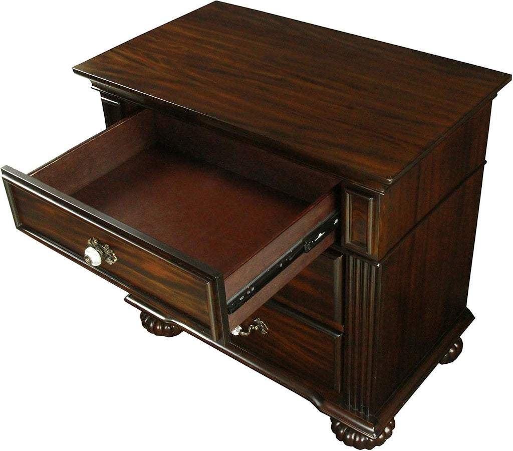 Furniture of America Malierd 3 Piece Traditional Bed Set with 2 Nightstands, Box Spring Required for Bedroom, King, Dark Walnut
