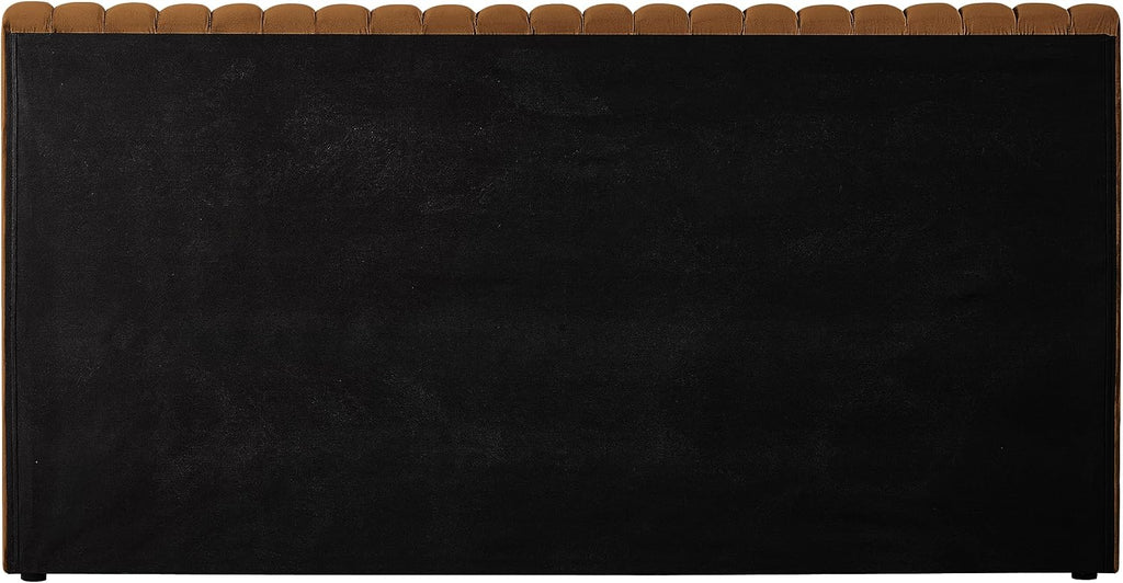 Meridian Furniture NicoSaddle-K Nico Collection Modern | Contemporary Velvet Upholstered King Bed with Rich Saddle Velvet and Deep Channel Tufting, 89' W x 91' D x 38' H, Saddle, King