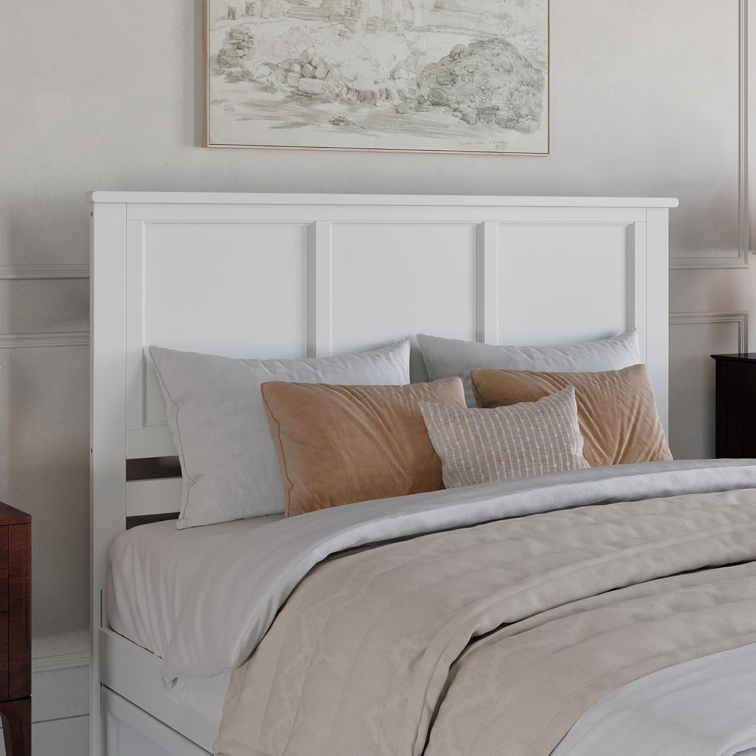 AFI, Madison Queen Solid Wood Panel Headboard, White