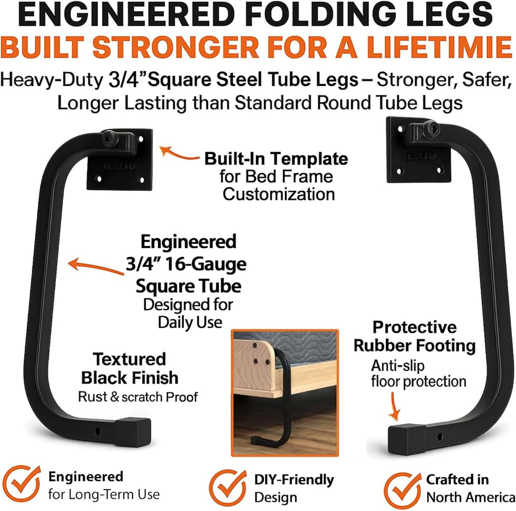 Murphy Bed Full Size DIY Hardware Kit – Horizontal Wall Bed Kit | Full Double Murphy Bed Frame - Made in USA - Easy DIY Full Murphy Bed Hardware Kit - Hide Away Bed - Space Saving Pull Down