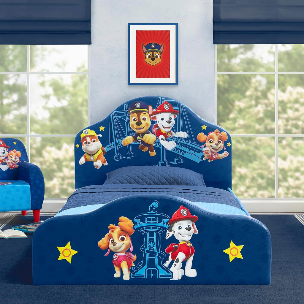 Delta Children PAW Patrol Upholstered Twin Bed, Blue