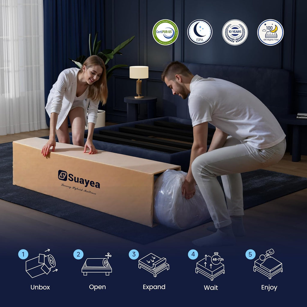 Cal King Mattress, 14 Inch California King Size Mattress in a Box, Medium Pocket Spring and Gel Memory Foam for Superior Comfort, Pressure Relief, Strong Edge Support