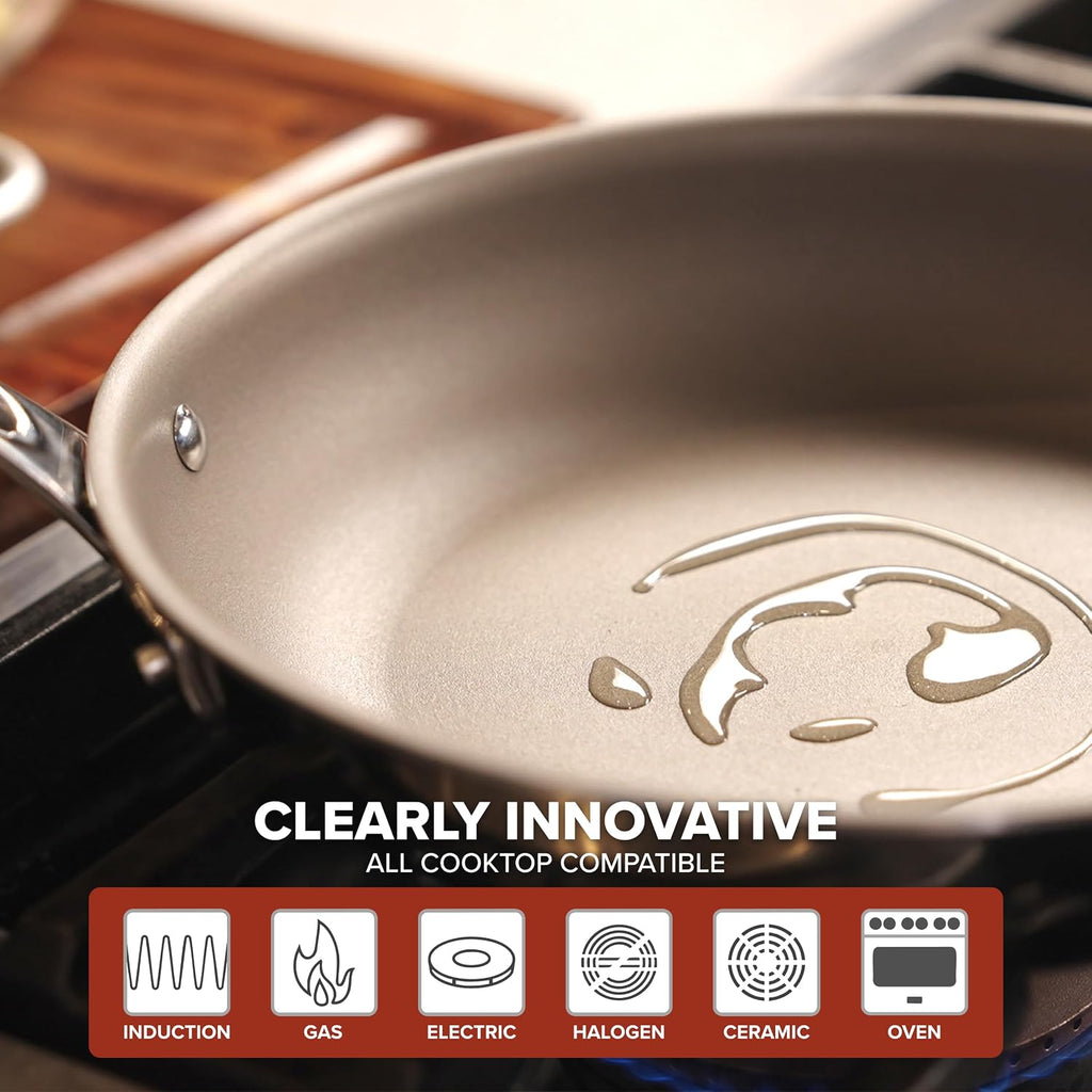 Viking PureGlide Pro 3-Ply Nonstick Frying Pans, Made without PFAS, 2-Piece Induction Fry Pan Set, 9.5 and 11-Inch, Metal Utensil Safe Titanium Nonstick Surface, Oven Safe to 600F