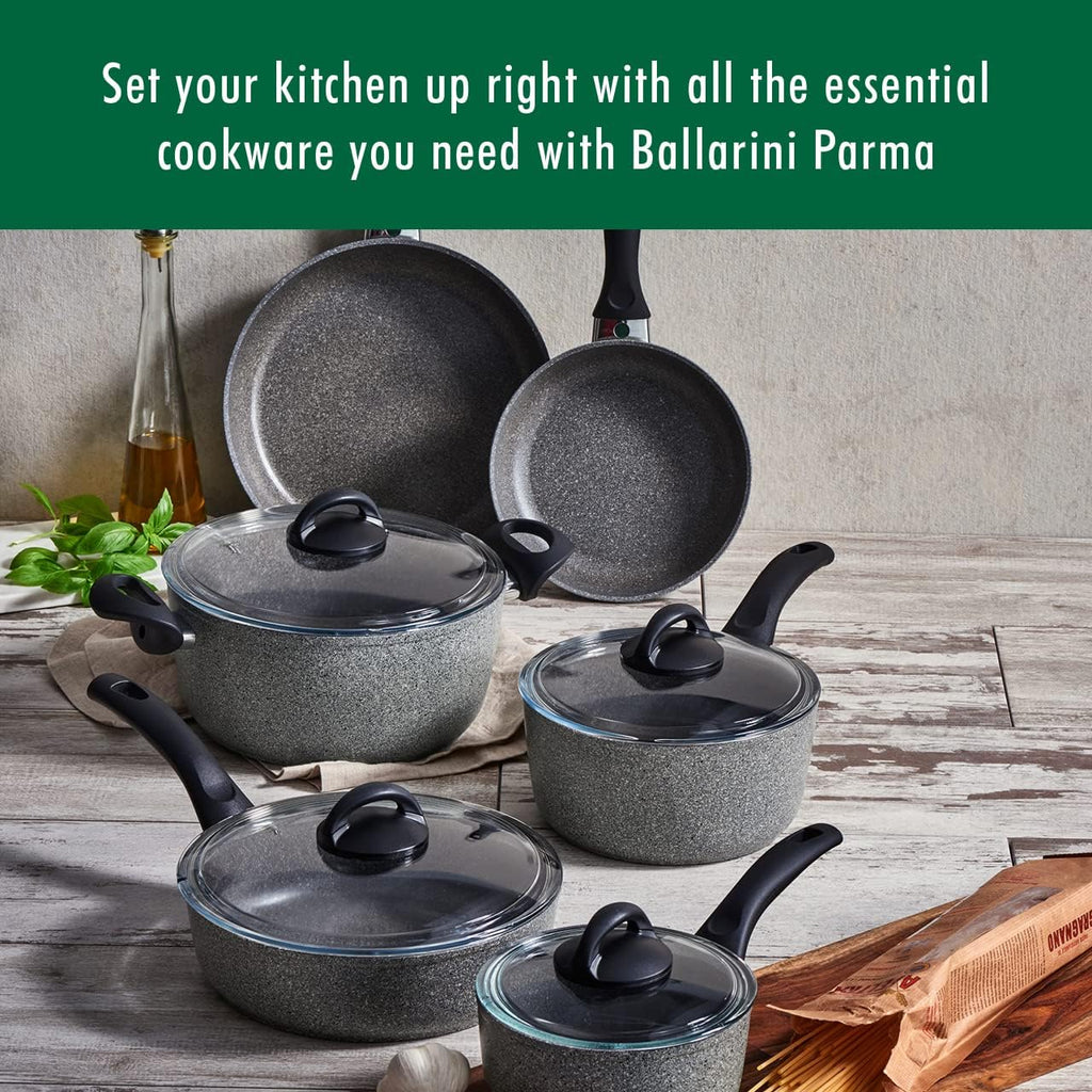 Ballarini 75001-652 Parma Forged Aluminum Nonstick Cookware Set, 10-Piece, Granite