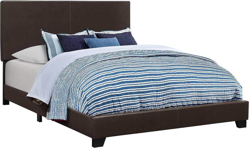Coaster Home Furnishings Dorian Transitional 5-Piece Bedroom Set Leatherette Upholstered Full Size Panel Bed Frame 46-inch Headboard Dark Cocoa 300762F-S5