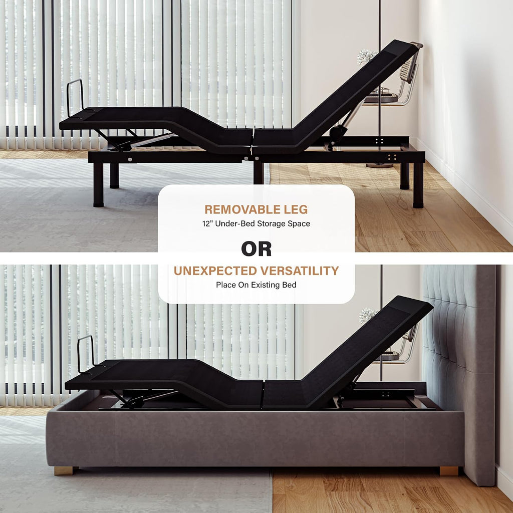MLILY EGOHOME Full Size Adjustable Bed Frame and 14 inch Memory Foam Mattress, Wireless Remote Adjustable Bed Base with 12' Adjustable Legs and Head and Foot Incline, Zero Gravity, Easy Assembly
