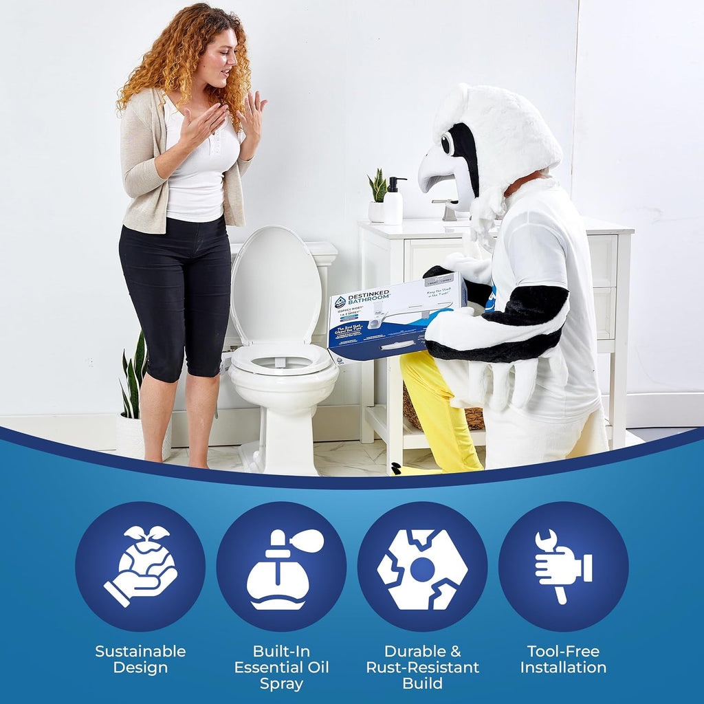 Toilet Seat Bidet Attachment – Smart Bidet Toilet Seat Elongated with Dual Nozzles, Bidet Attachment for Toilet Normal Water, Non-Electric Bidet Sprayer with Essential Oil Spray, by Destinked Bathroom