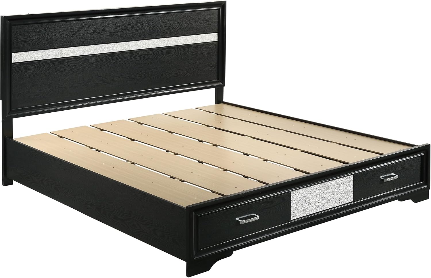 Coaster Home Furnishings Miranda Contemporary 5-Piece Bedroom Set Eastern King Size Storage Panel Bed Frame 50-inch Headboard Black 206361KE-S5