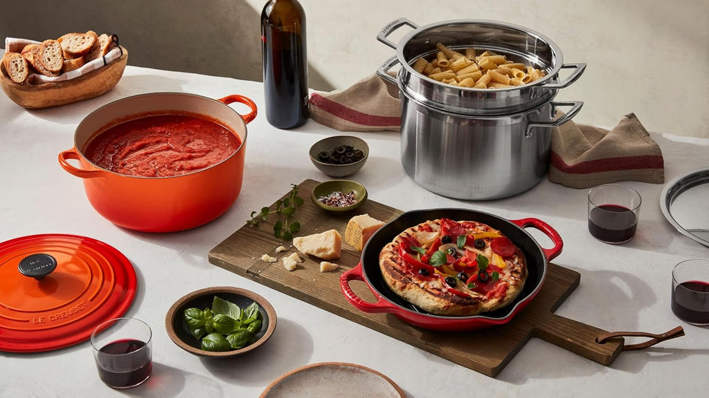 Le Creuset Enameled Cast Iron Signature Deep Round Grill, 9.75', Cerise