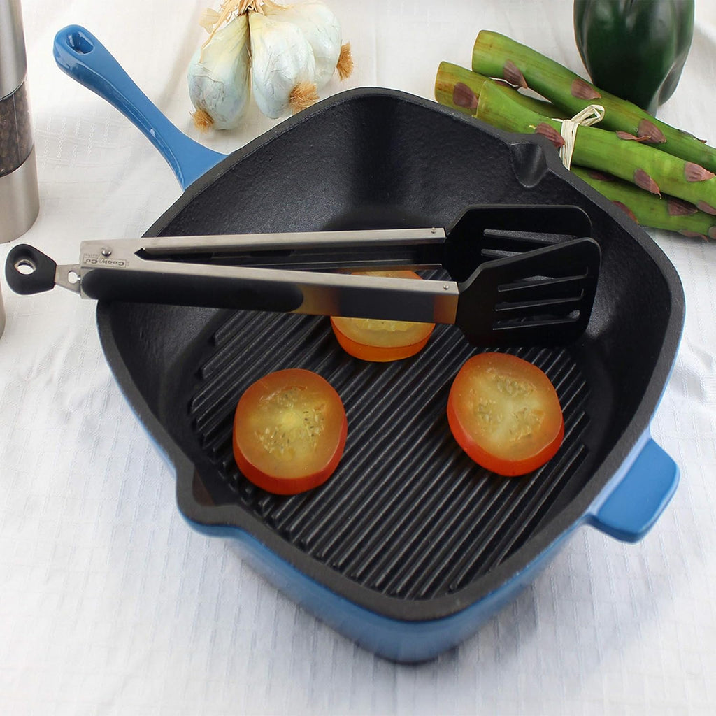 BergHOFF 3Pc Neo Enameled Cast Iron Cookware Set, 3qt. Dutch Oven, Matching Lid, Square Grill Pan 11 Inches, Oven Safe Up To 400°F, Blue