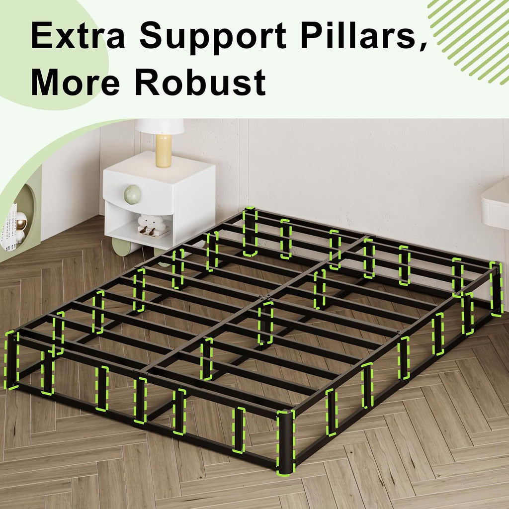 Seiugaga King Box Spring 10 Inch - Heavy Duty Box Spring Mattress Foundation Metal Bed Base with Fabric Cover, Noise Free Easy Assembly Non Slip/Non-Slip/Easy Assembly