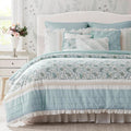Madison Park Dawn 100% Cotton Shabby Chic Comforter Set-Modern Cottage Design All Season Down Alternative Bedding, Matching Shams, Bedskirt, Decorative Pillows, King(104'x92'), Aqua 9 Piece