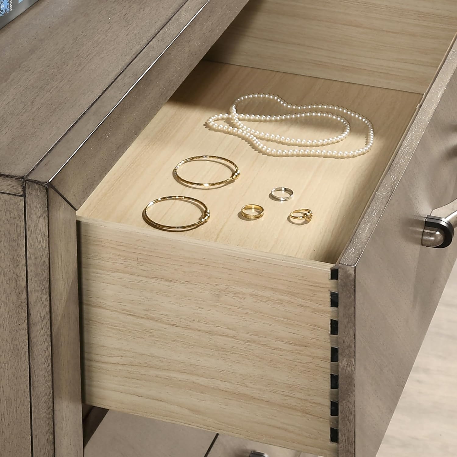 Roundhill Furniture Arena 3-Piece Contemporary Wood Bedroom Set: Panel Bed and 2 Nightstands in Weathered Sand, King