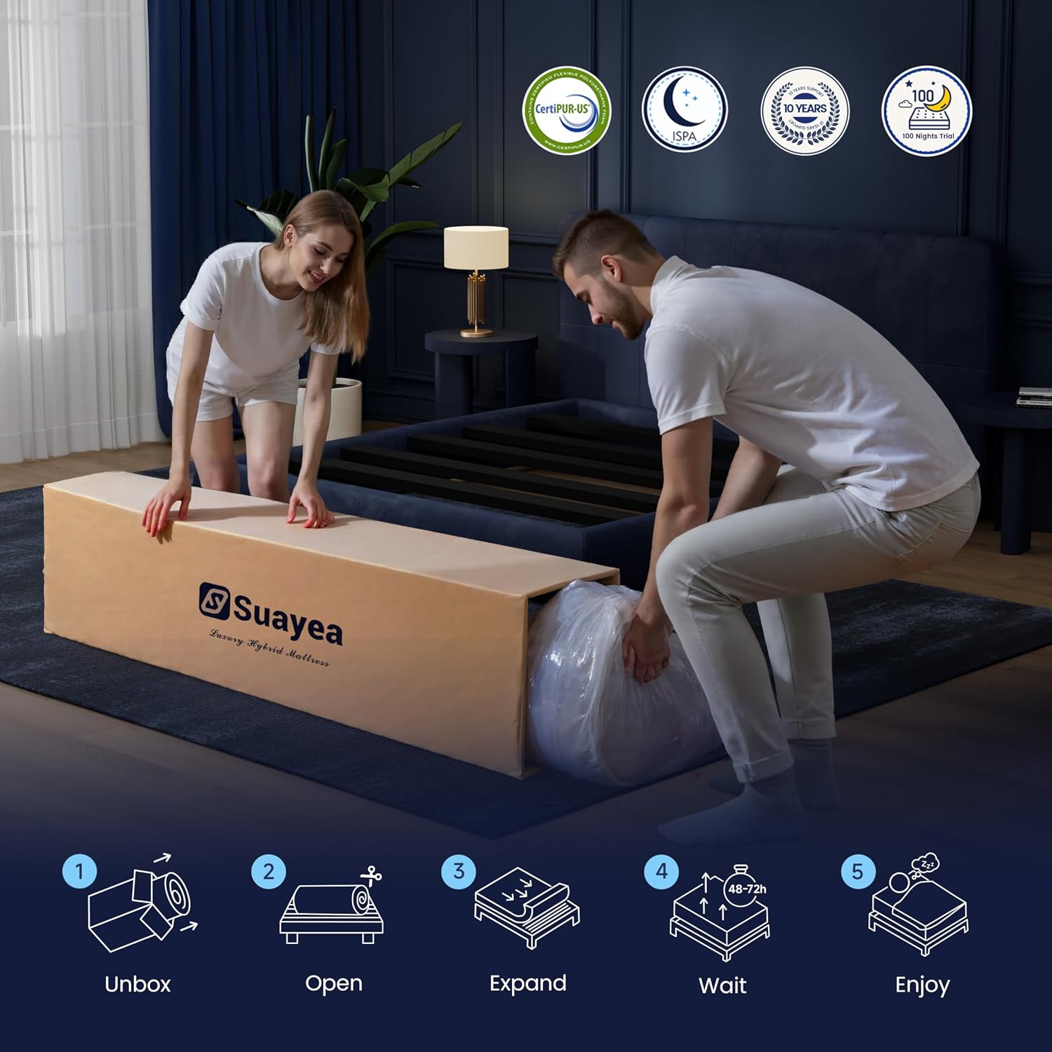 Full Size Mattress, 8 inch Hybrid Full Mattress in a Box, Cooling Gel Memory Foam Mattress with Pocket Springs, Full Bed Mattress for Pressure Relief, Medium Firm, Fiberglass-Free, CertiPUR-US