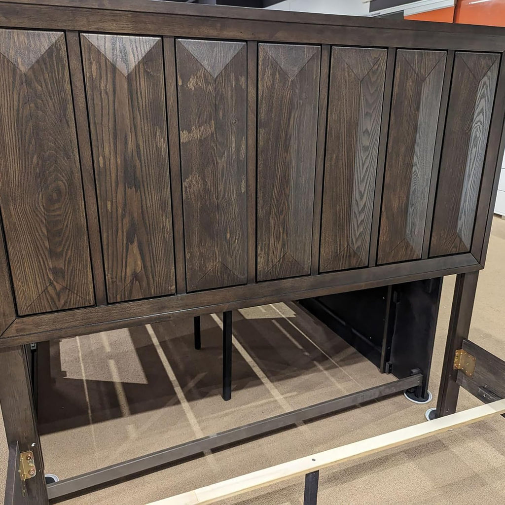 Furniture of America Wanden Solid Wood 5-Piece Bedroom Set, Queen-Size Bed with Vertical Faceted Headboard and Footboard, Beveled Bracketed Feet, Box Spring Needed, Espresso