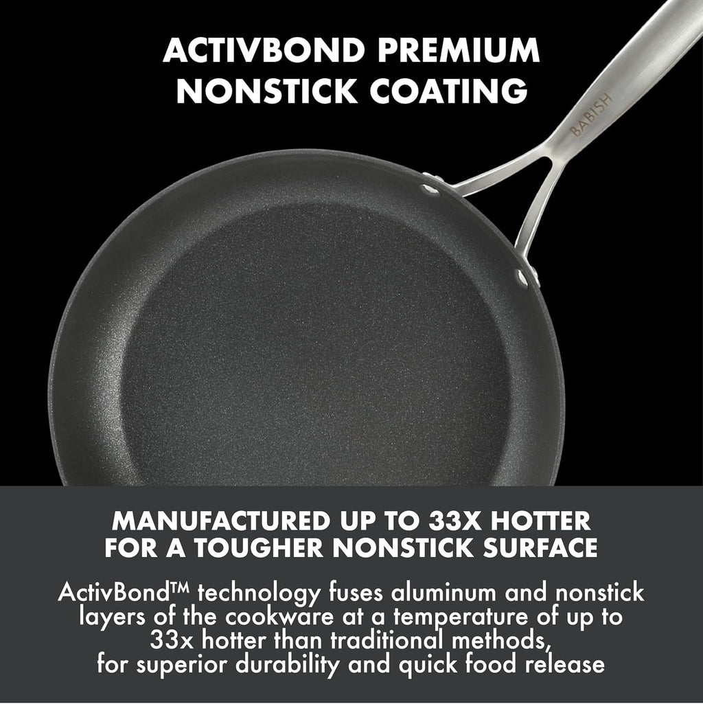 Babish 10 Piece Hard Anodized Laser Titanium Forever Non Stick Technology Durable Pots and Pans Cookware Set - Black
