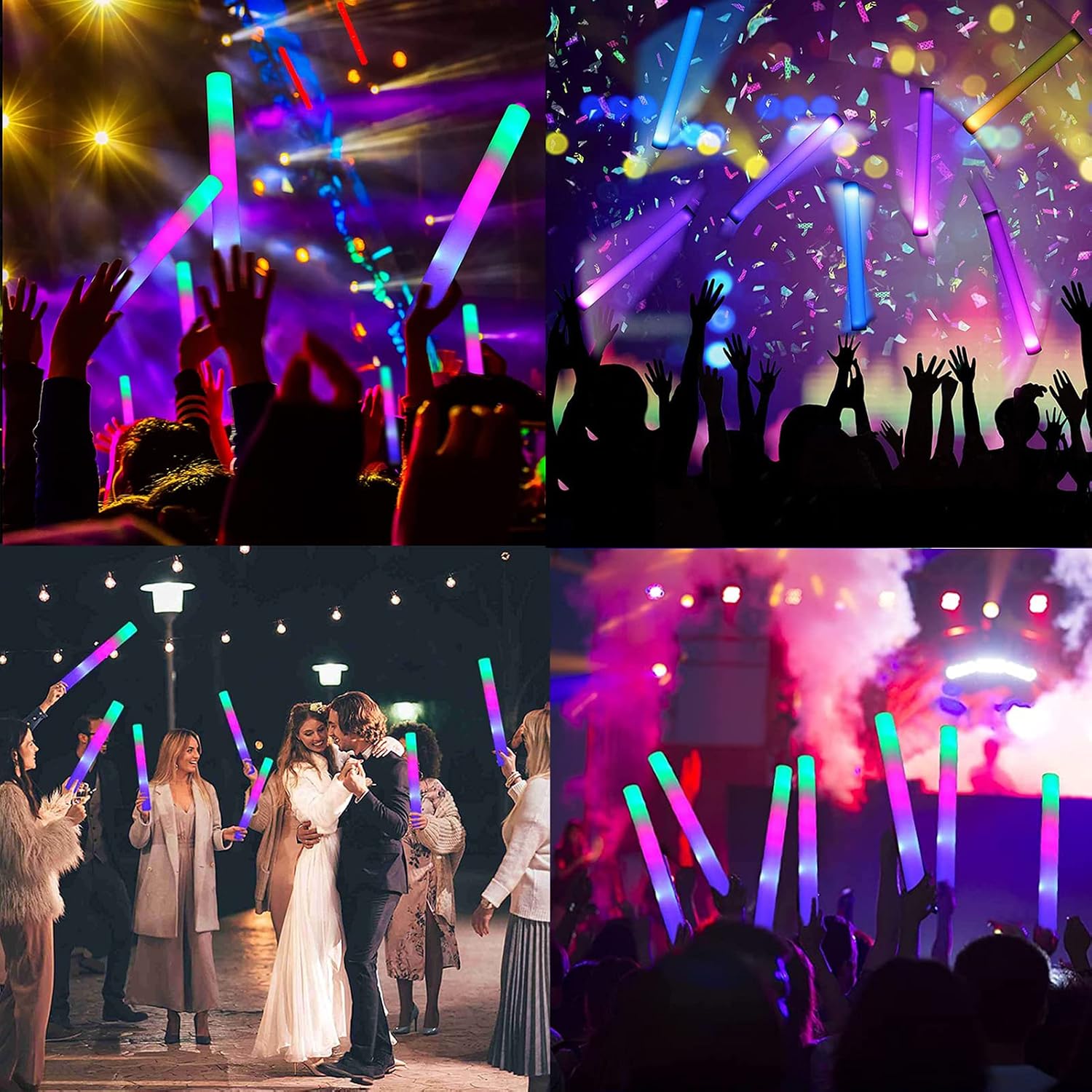 Foam Glow Sticks Bulk 160 PCS,3 Modes Flashing LED Light Sticks Glow in The Dark Party Supplies Light Up Toys for Party Wedding Birthday Concert Halloween Christmas