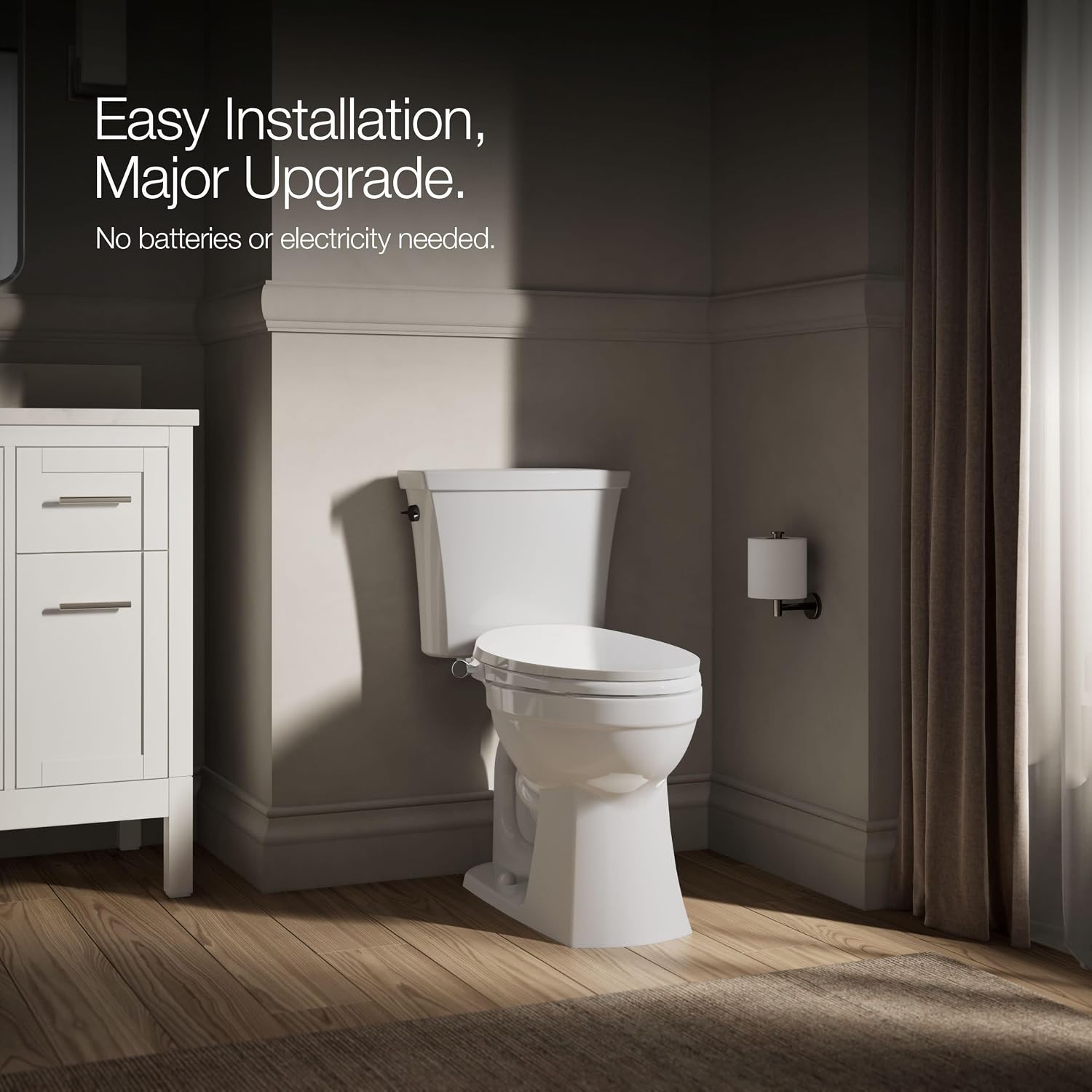 Kohler PureWash M300 Manual Elongated Bidet Toilet Seat, Chrome Handle, Quiet-Close Lid Prevents Slamming, Toilet Bidet, Easy Installation with Quick-Release Hinges, Self-Cleaning Wand