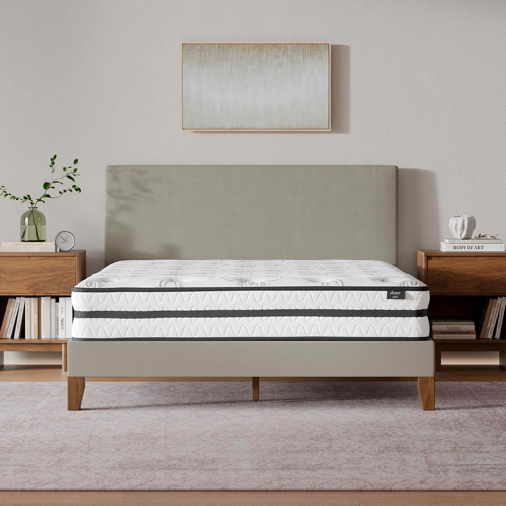 Signature Design by Ashley Queen Size Chime 10 Inch Medium Firm Hybrid Mattress with Cooling Gel Memory Foam for Pressure Relief, Fiberglass-Free, Mattress In A Box