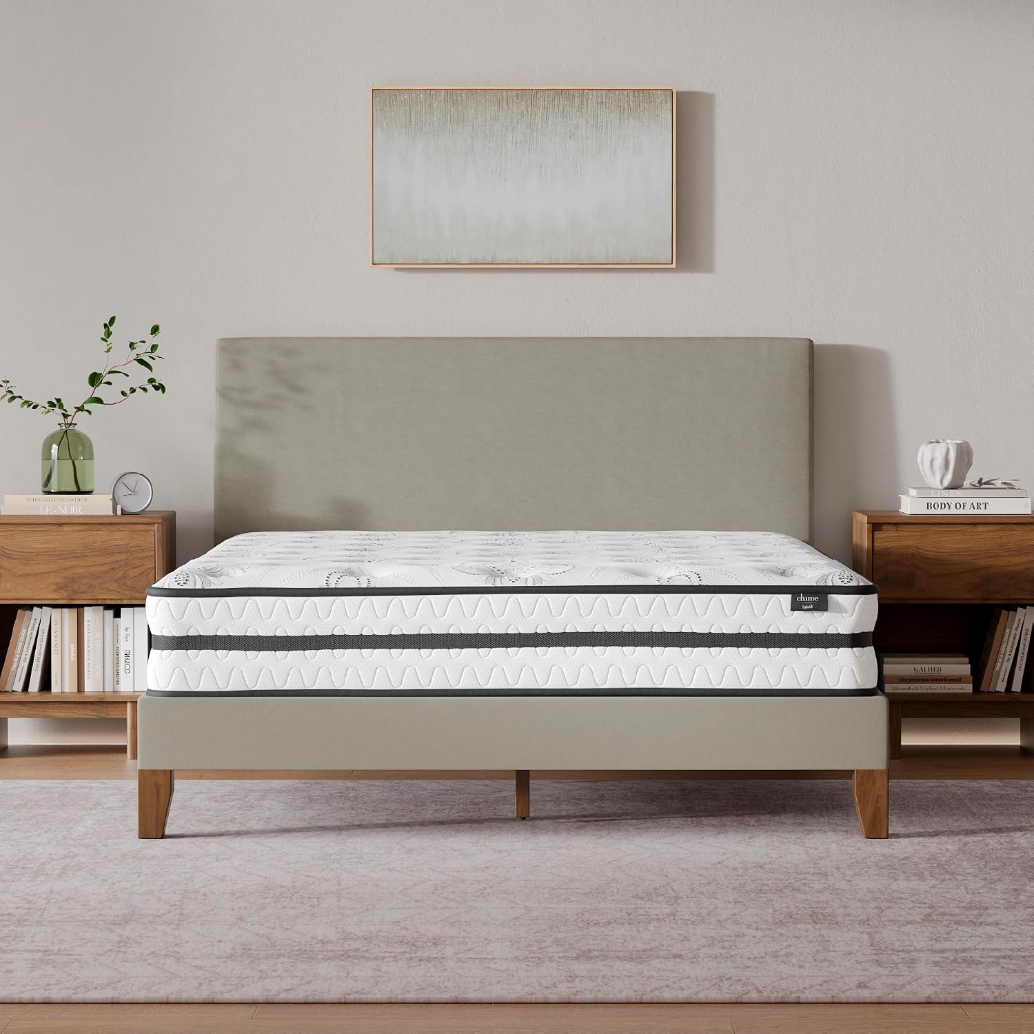 Signature Design by Ashley Queen Size Chime 10 Inch Medium Firm Hybrid Mattress with Cooling Gel Memory Foam for Pressure Relief, Fiberglass-Free, Mattress In A Box