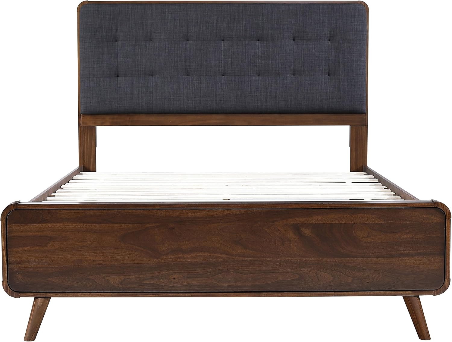 Coaster Home Furnishings - Robyn - Wood - Queen Platform Bed with Upholstered Headboard, Tapered Legs, Square Tufting - Bedroom - Dark Walnut - 205131Q