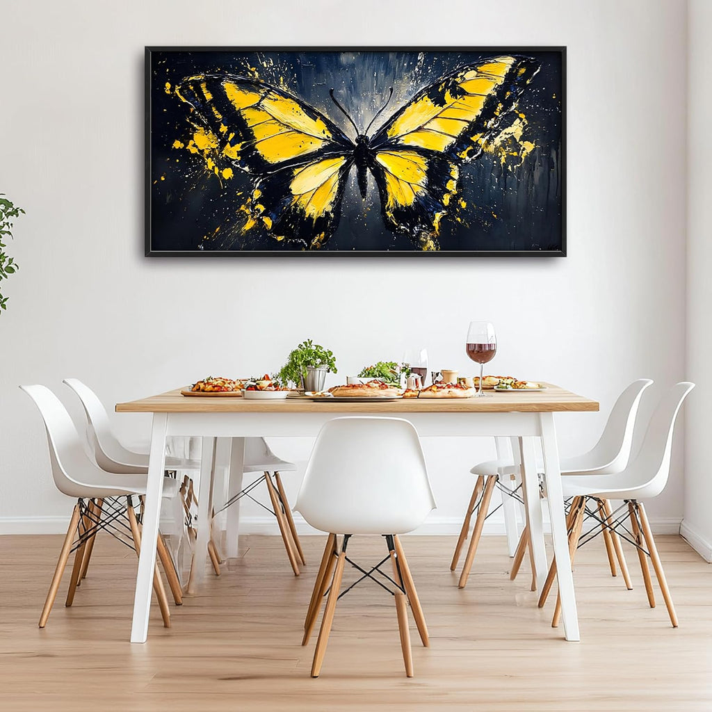 Butterfly Large Wall Art Framed Wall Decor for Living Room Black Butterfly Pictures Oversized Canvas Print Painting Modern Extra Large Framed Artwork for Bedroom Office Home Decor 60'x30'