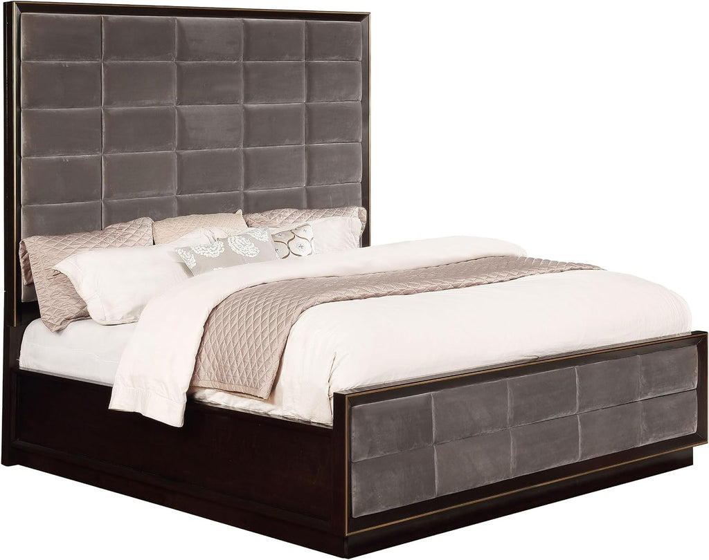 Coaster Home Furnishings - Durango - Wood - Upholstered Eastern King Panel Bed with Channel-Tufted Headboard and Rectangular Shape – Bedroom – Smoked Peppercorn - 223261KE