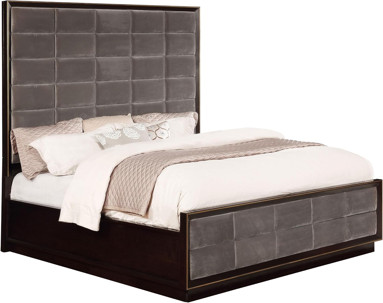 Coaster Home Furnishings - Durango - Wood - Upholstered Queen Panel Bed with Channel-Tufted Headboard and Rectangular Shape – Bedroom – Smoked Peppercorn - 223261Q