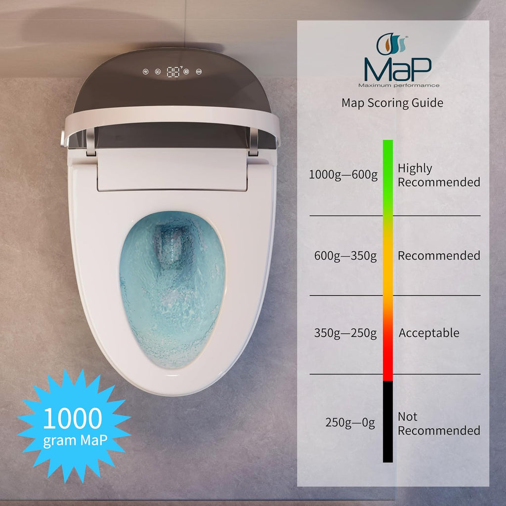 CANEST Smart Toilet with Bidet Built in, 1000 Gram MaP Flush Score, Bidet Toilet 12' Rough-in, Dual-Flush 1.1/1.6GPF with 17' ADA Comfort Chair Height Seat, Auto Open Close, Heated Seat, Night Light