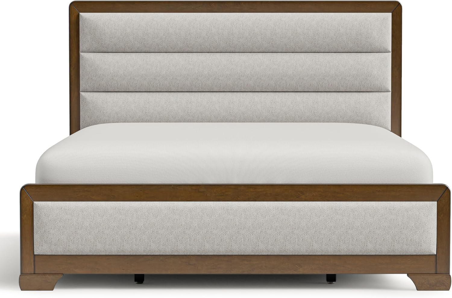 Furniture of America Johan Transitional Solid Wood 6-Piece Queen Panel Bedroom Set with Rounded Edges, Center Metal Glide and Padded Channel, Box Spring Needed, Brown and Light Gray
