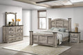 Rustic Gray Poster King Size 5pc Panel Bed Set Storage Wooden Solid Wood Bedroom Furniture