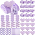 Fanfanwin 72 Pcs Sleepover Party Supplies for Girl Spa Slumber Birthday Favors Throw Blanket Pillow Eye Mask Headband Scrunchies (Solid Color,Purple)