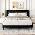 Gruwans King Size Bed Frame with Wingback Headboard, Upholstered Platform Bed, No Box Spring Needed, Sturdy Wooden Slat Support, Easy Assembly, Black