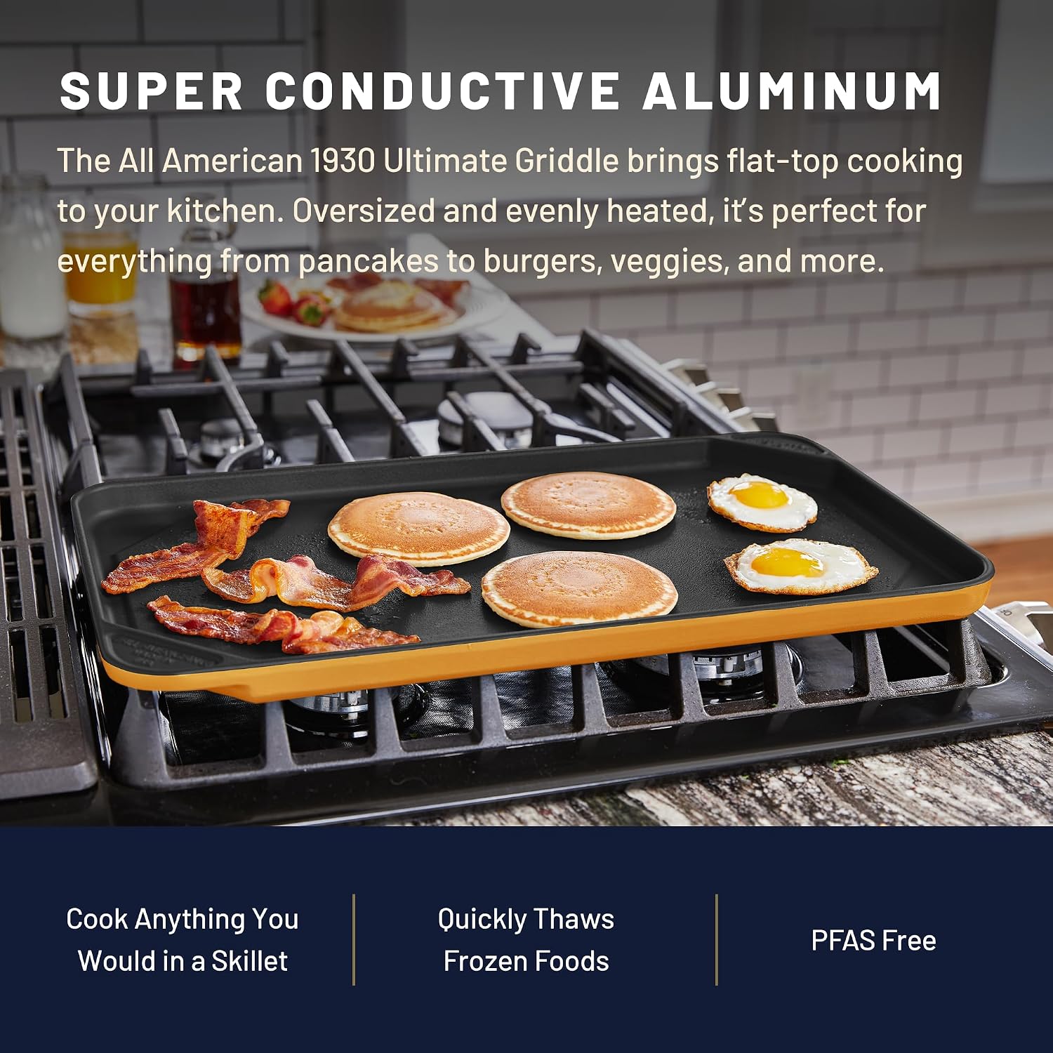 All American 1930 - Ultimate Flat Griddle with Ceramic Non-Stick Coating - Kelp Green - Durable & PFAS Free - For Easy, Prep, Cooking, & Cleaning - Made in the USA