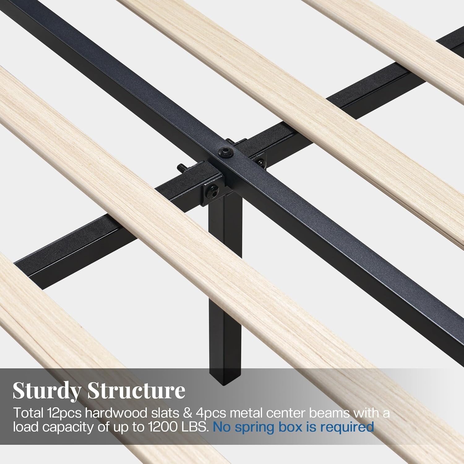 Jocisland King Size Bed Frame with 59' Tall Upholstered Headboard, Luxury Velvet Bed with Handcrafted Deep-Tufted Design and Solid Wood Legs, Noise-Free, No Box Spring Needed, Cream