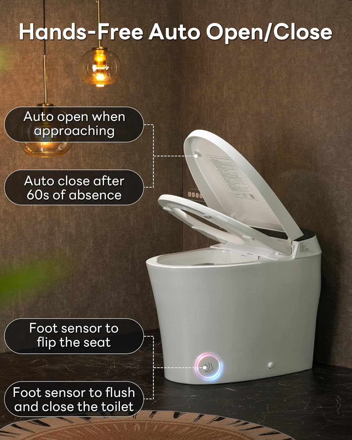 CANEST Smart Toilet with Bidet Built in, Auto Open Close Lid, ADA Height, Smart Temperature Control, Dual Flush with Tank, Heated Seat, Warm Dryer, Remote Control (TC-200GE NEW)