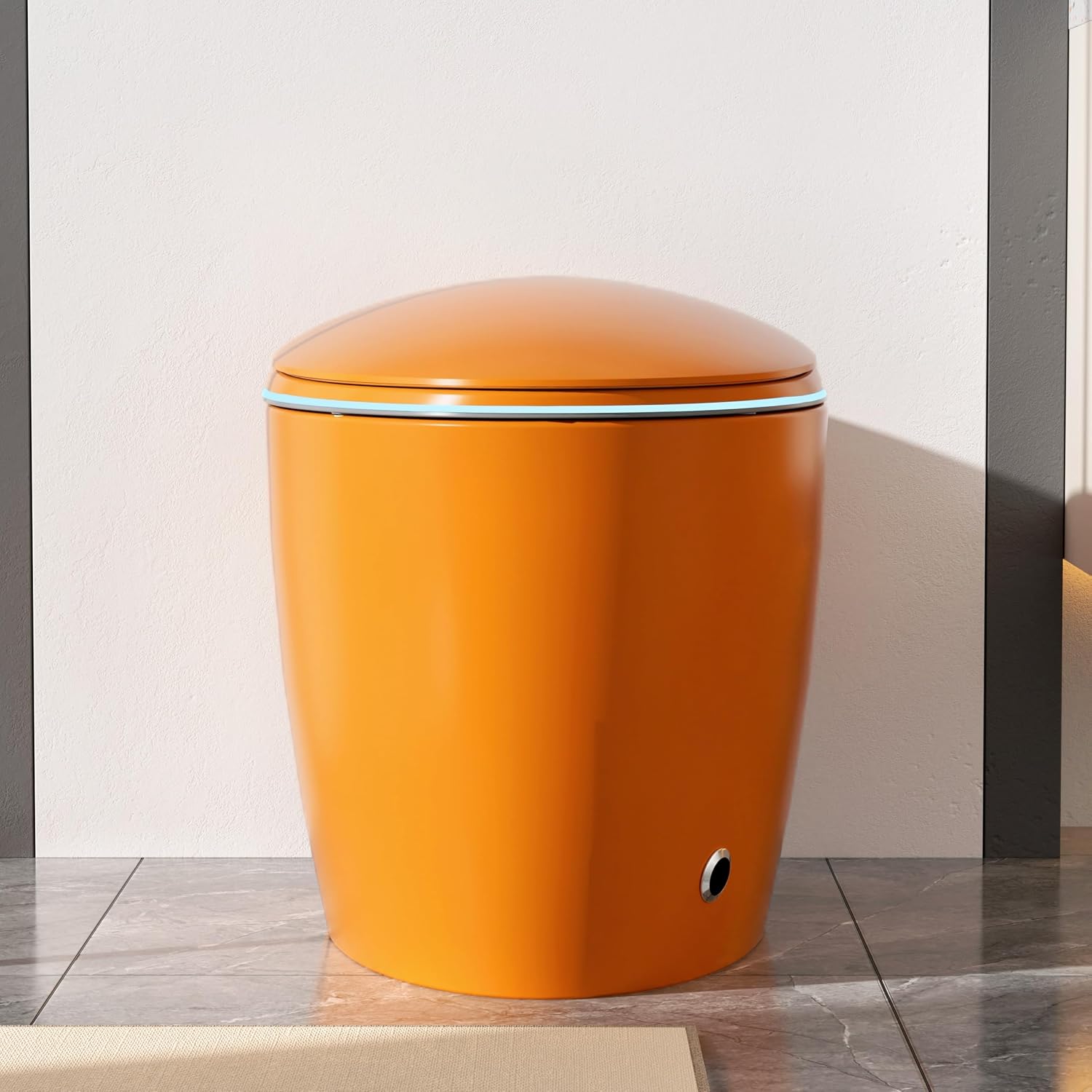 SouNor Smart Toilet with Bidet Built In, Heated Seat, Warm Water and Dry,Auto Flush, Auto Open & Close Lid, ADA Comfortable Height,Egg Design Orange