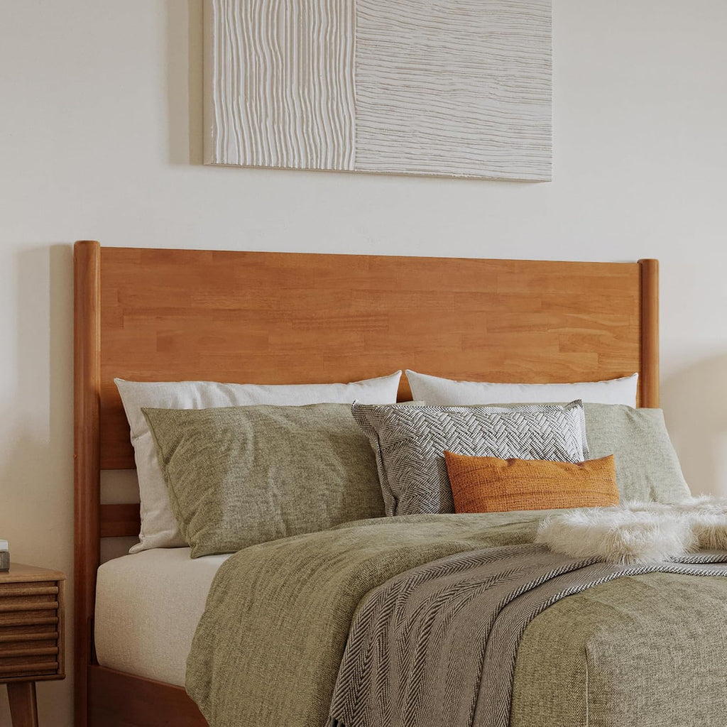 AFI, Pasadena Queen Solid Wood Low Profile Platform Bed, Light Toffee