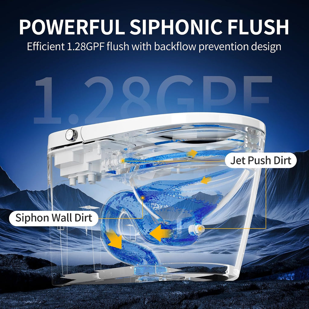 DeerValley Smart Toilet with Bidet Built in, Smart Toilet for Bathrooms with Powerful Flush, Foot Sensor Operation, Heated Seat, Dryer, Night Light, Digital Display