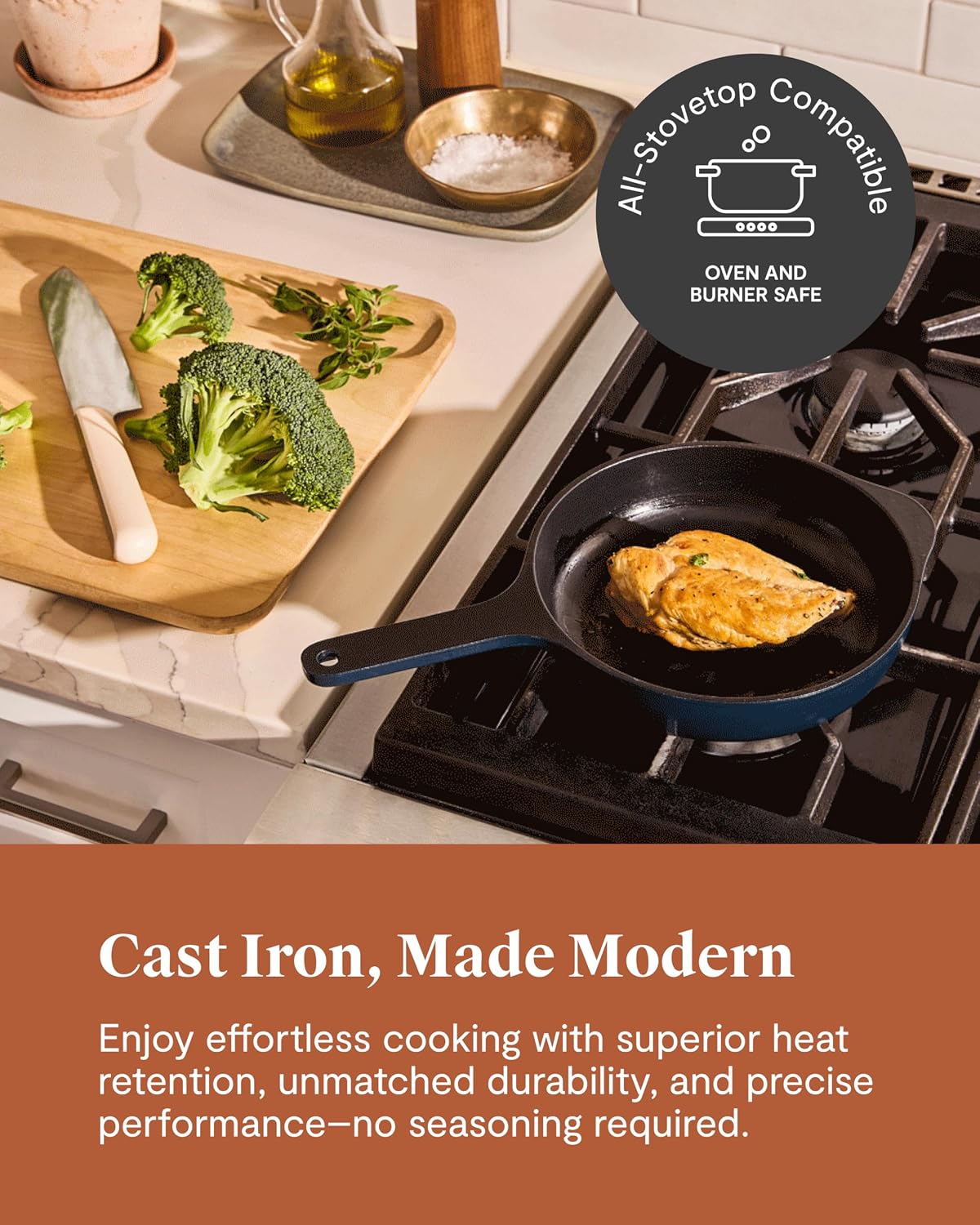 Caraway Cast Iron Skillet Set - 8' & 10.5' Enameled Cast Iron Pan With 3 Layer Enamel Coating - No Seasoning Required - Compatible With All Stovetops - Free From Forever Chemicals - Charcoal