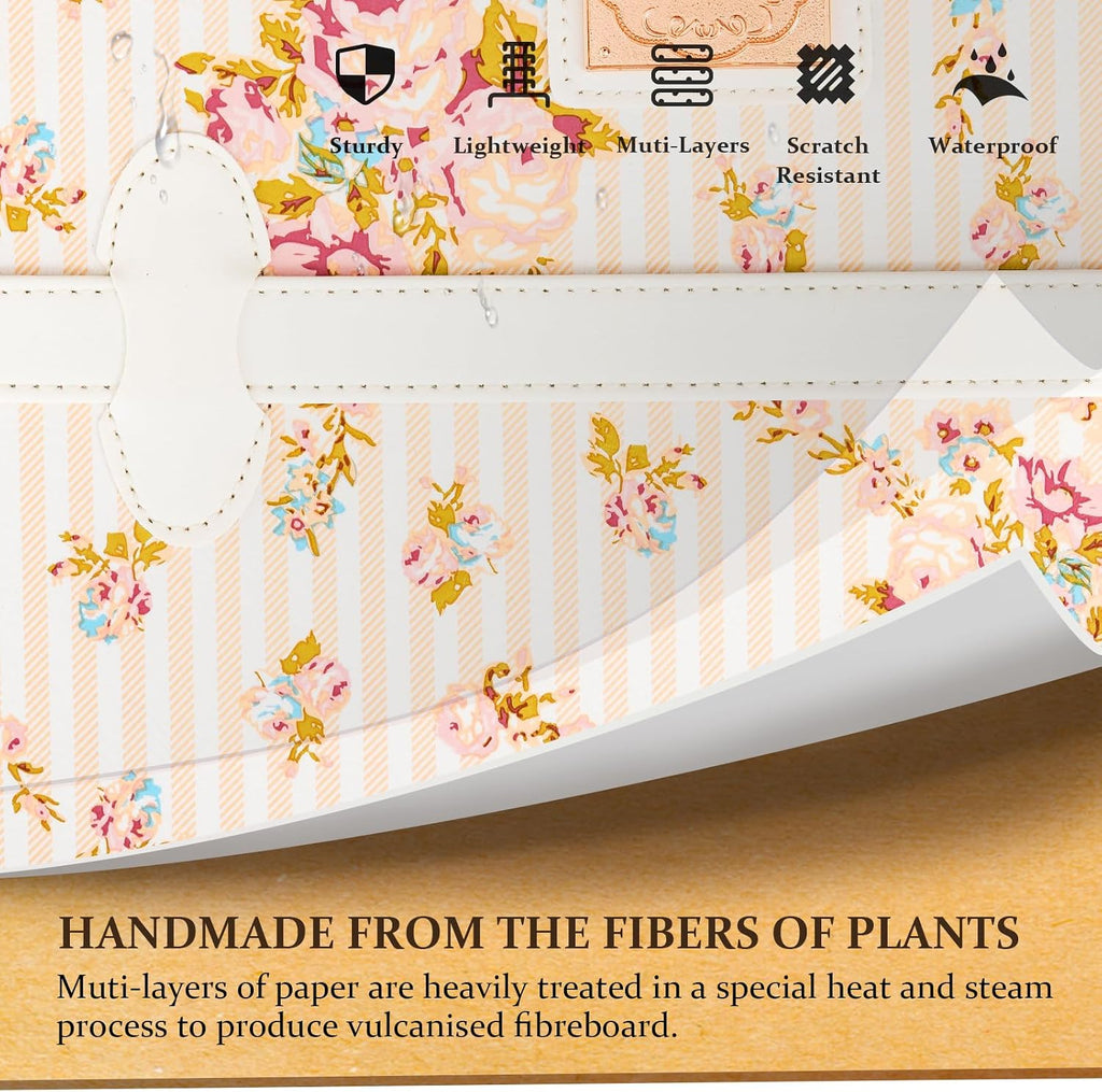 COTRUNKAGE Vintage Luggage Set of 3, Retro Carry On Suitcase for Women and Men with Spinner Wheels, Beige Floral