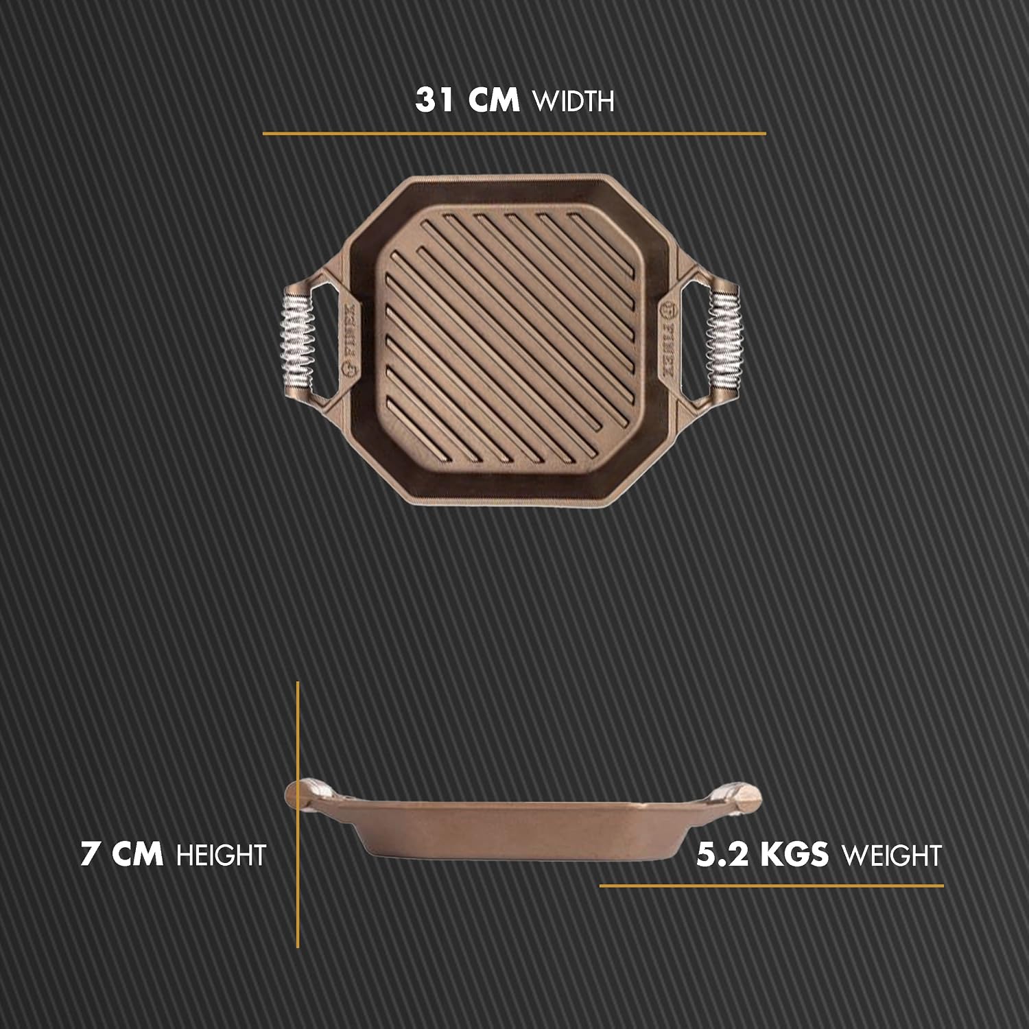 FINEX 12' Cast Iron Grill Pan, Modern Heirloom, Handcrafted in The USA, Pre-Seasoned with Organic Flaxseed Oil