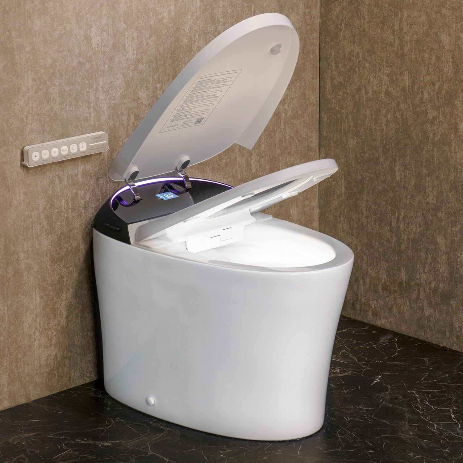 CANEST Smart Toilet with ADA Chair Height, Foam Dispenser, 1.1/1.6GPF Dual-Flush Bidet Toilet, 12' Rough-in, One Piece Toilet, Eco Mode, Auto Open/Close, Warm Water/Dryer, Self-Cleaning, Deodorization