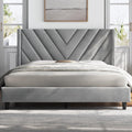 Yaheetech Queen Bed Frame Upholstered Platform Bed/Wooden Slat Support/Tufted Headboard with Wing Side/Mattress Foundation/No Box Spring Needed,Light Gray Queen