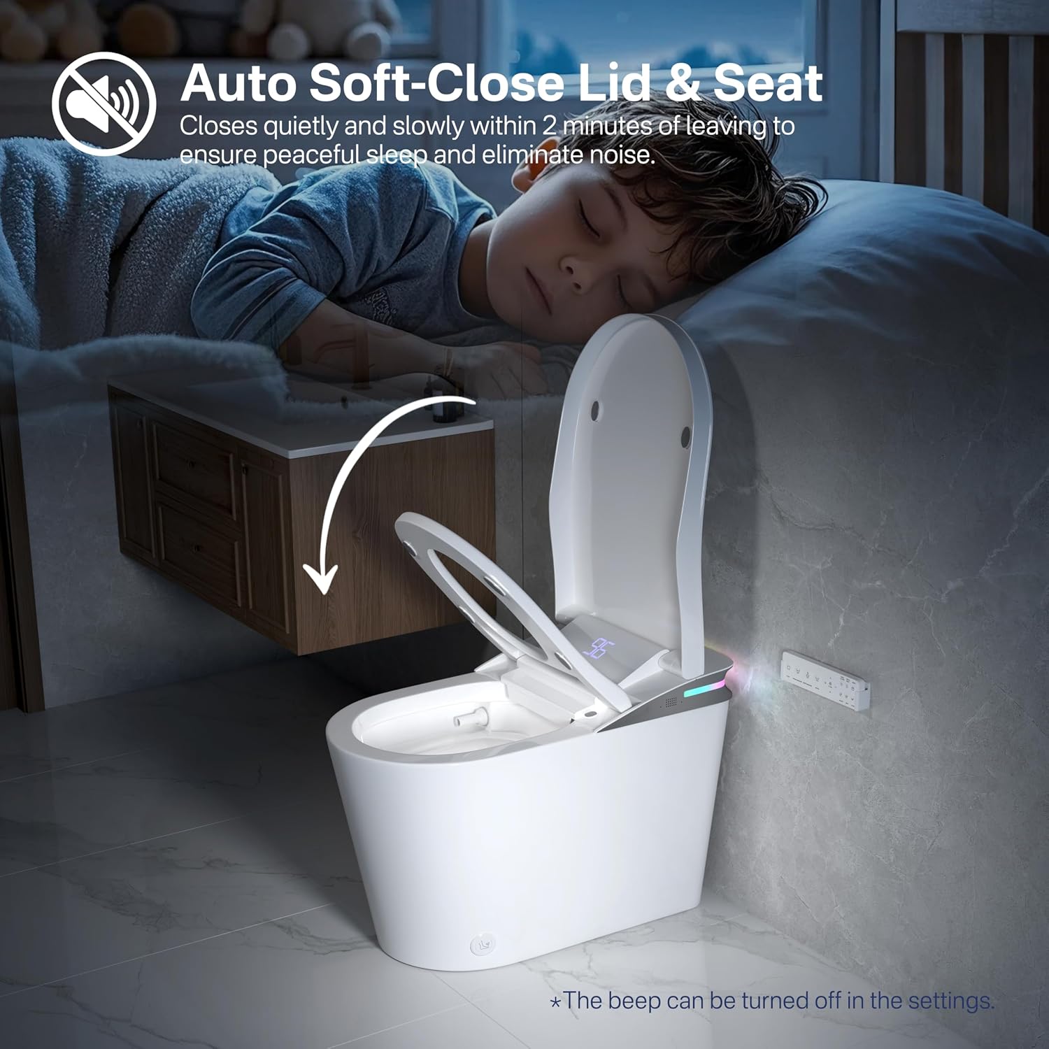 Eridanus One Piece Smart Toilet with Bidet Built in, Electric Bidets with Warm Water Sprayer and Air Dryer, Auto Flush & Lid, ADA Height Elongated Heated Seat, Foot Sensor, Modern Tankless Toilets