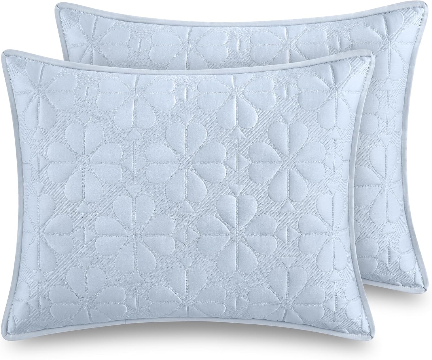 kate spade new york Spade Floral 2-Piece Twin Quilt Bedding Set, 100% Cotton Sateen Reversible Cover, All Season Warmth Bedding, Machine Washable, Halogen Blue