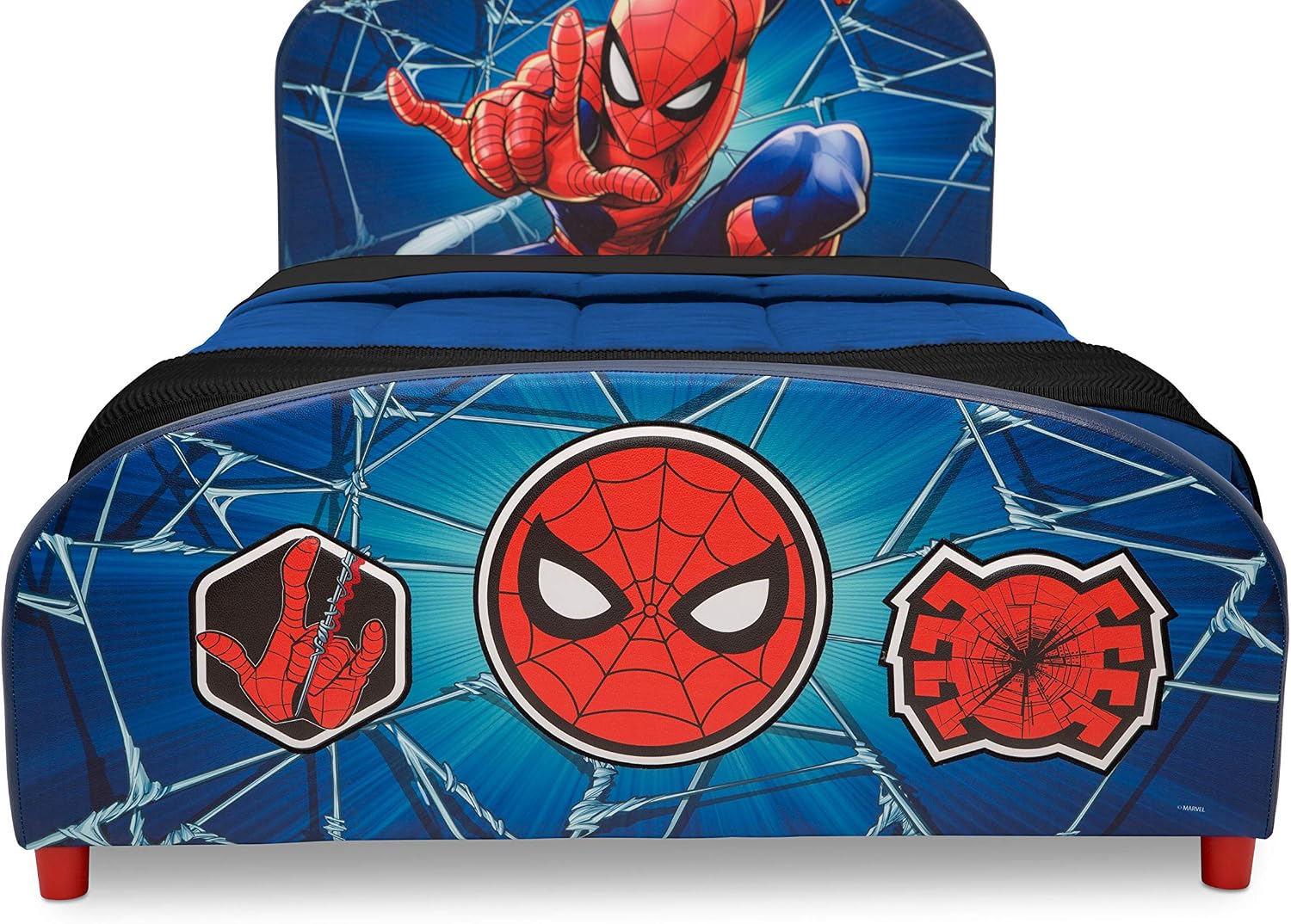 Delta Children Upholstered Twin Bed, Marvel Spider Man