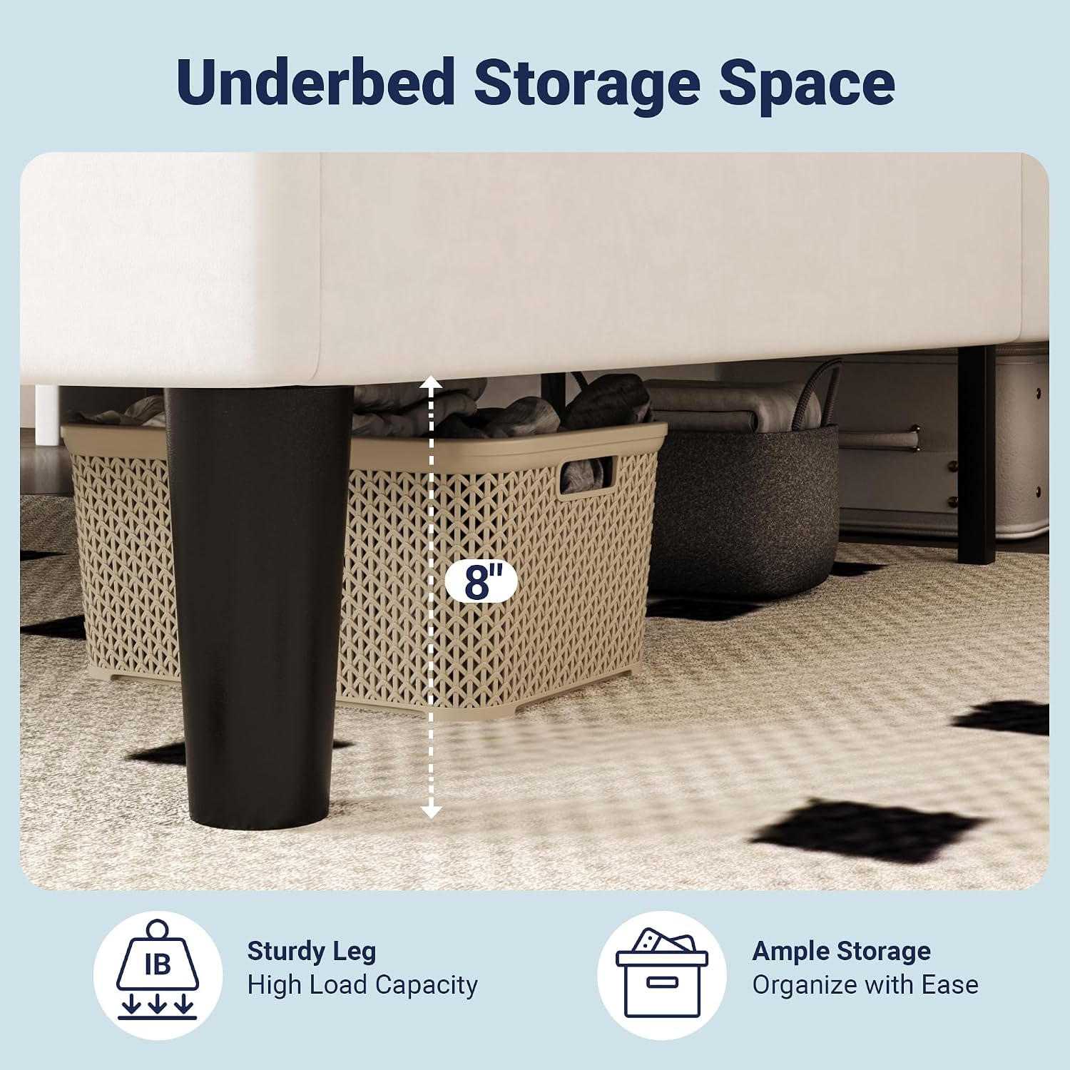 Allewie King Size Bed Frame, Storage Headboard with Charging Station, Wingback Velvet Upholstered, Diamond Stitched Button Tufted, Sturdy Wooden Slats, No Box Spring Needed, Easy Assembly, White