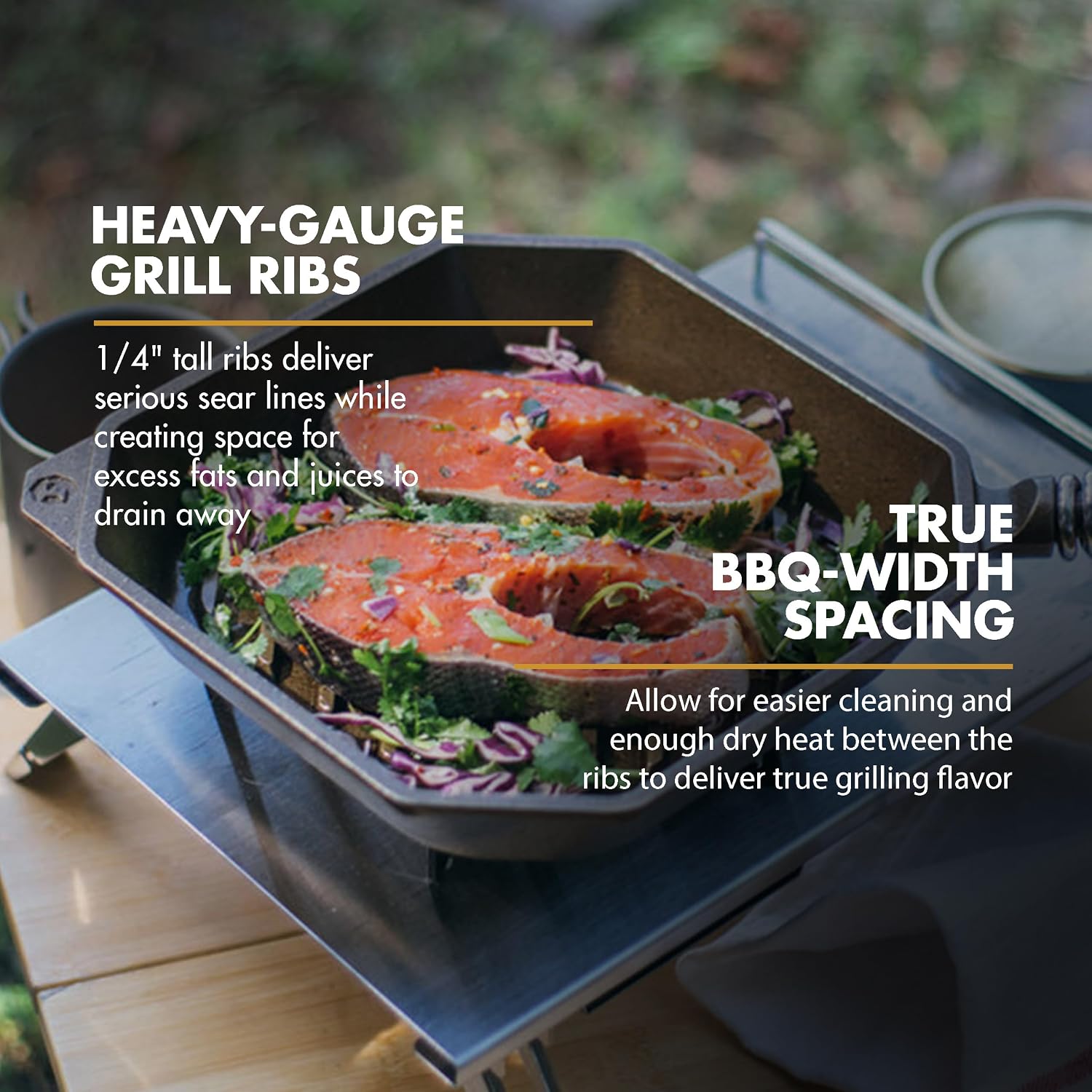 FINEX 10' Cast Iron Grill Pan, Grill Pans with Superior Heat Distribution, Near Non-Stick for Easy Cleaning, Cast Iron Grill Pan, For Indoor & Outdoor Grilling, Pre-Seasoned with Flaxseed Oil
